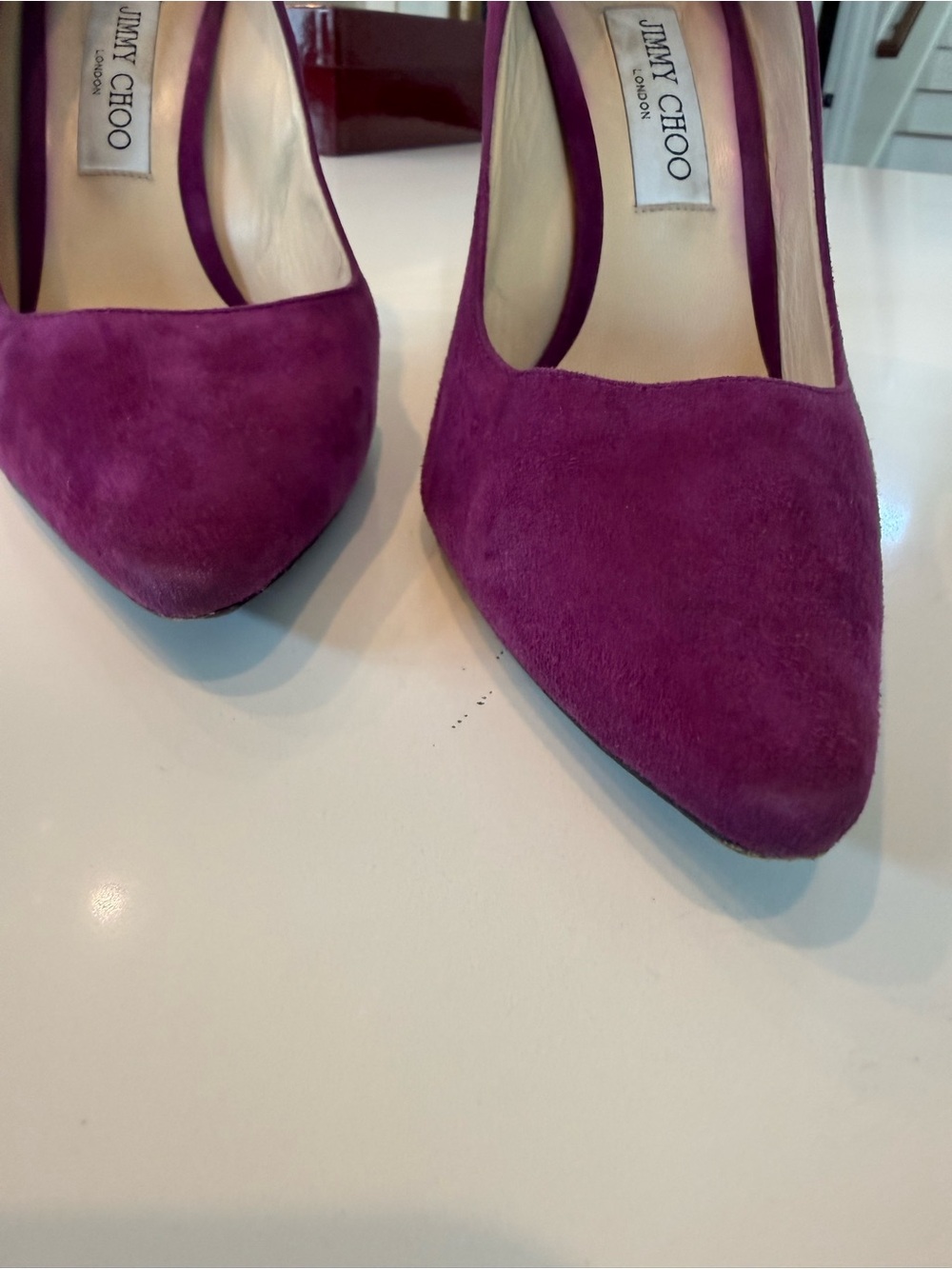 Jimmy Choo Fuchsia Suede Pointed-Toe Pumps - Picture 5 of 8
